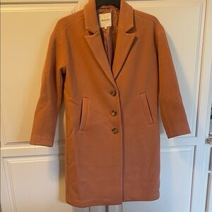 Madewell Women's Burnt Orange Single-Breasted Wool Blend Trench Coat